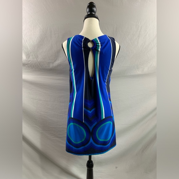 Blue Sleeveless Retro Tunic Dress - Picture 3 of 3